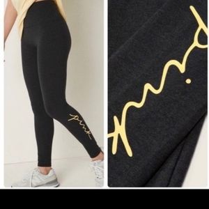 VS Pink script Cotton logo  Legging yellow